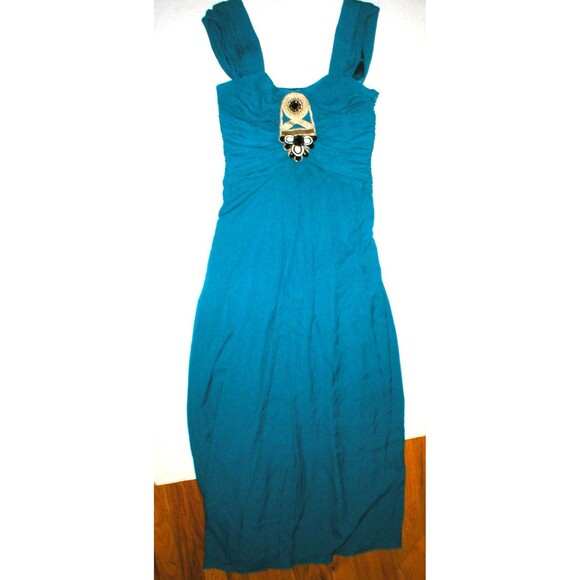 New NWT Ocean Blue Temperley London Dress Womens 12 Evening Gown Jewels Silk Emb - Picture 2 of 12